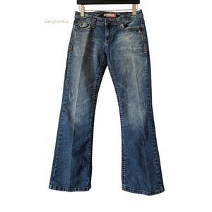 Aeropostale Hailey Skinny Flare Jeans 7/8 Short Medium Wash StretchY2K